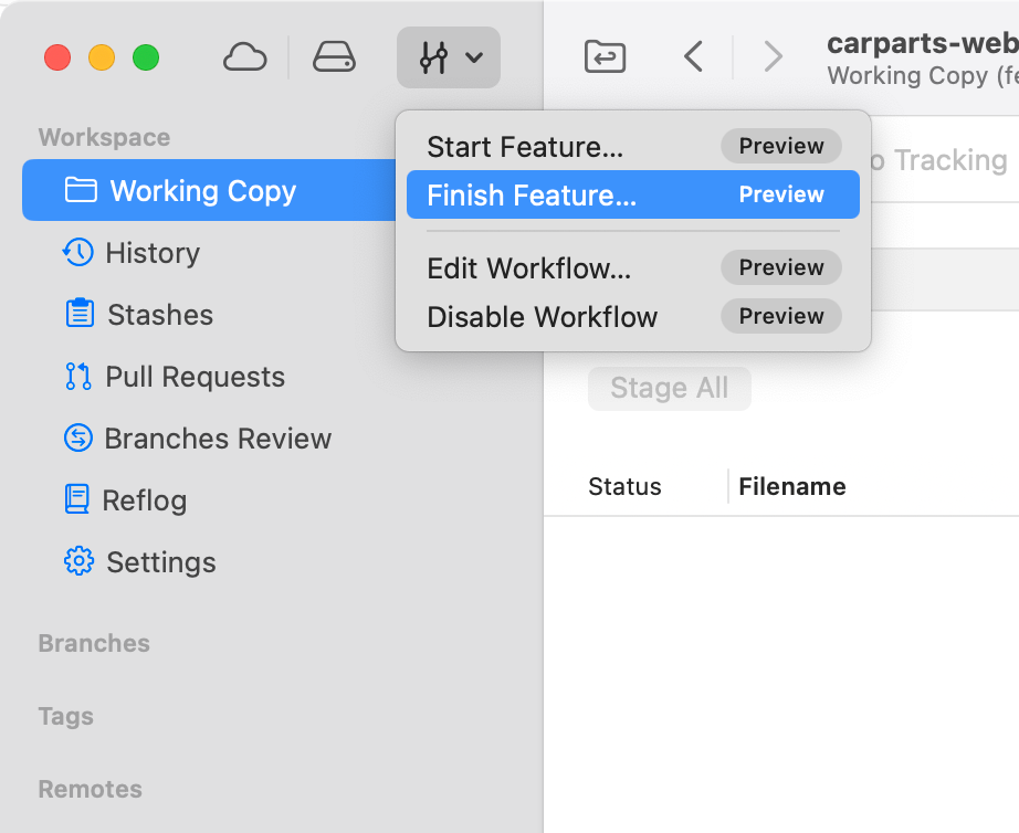 Tower Workflows - Finish GitHub Flow Feature