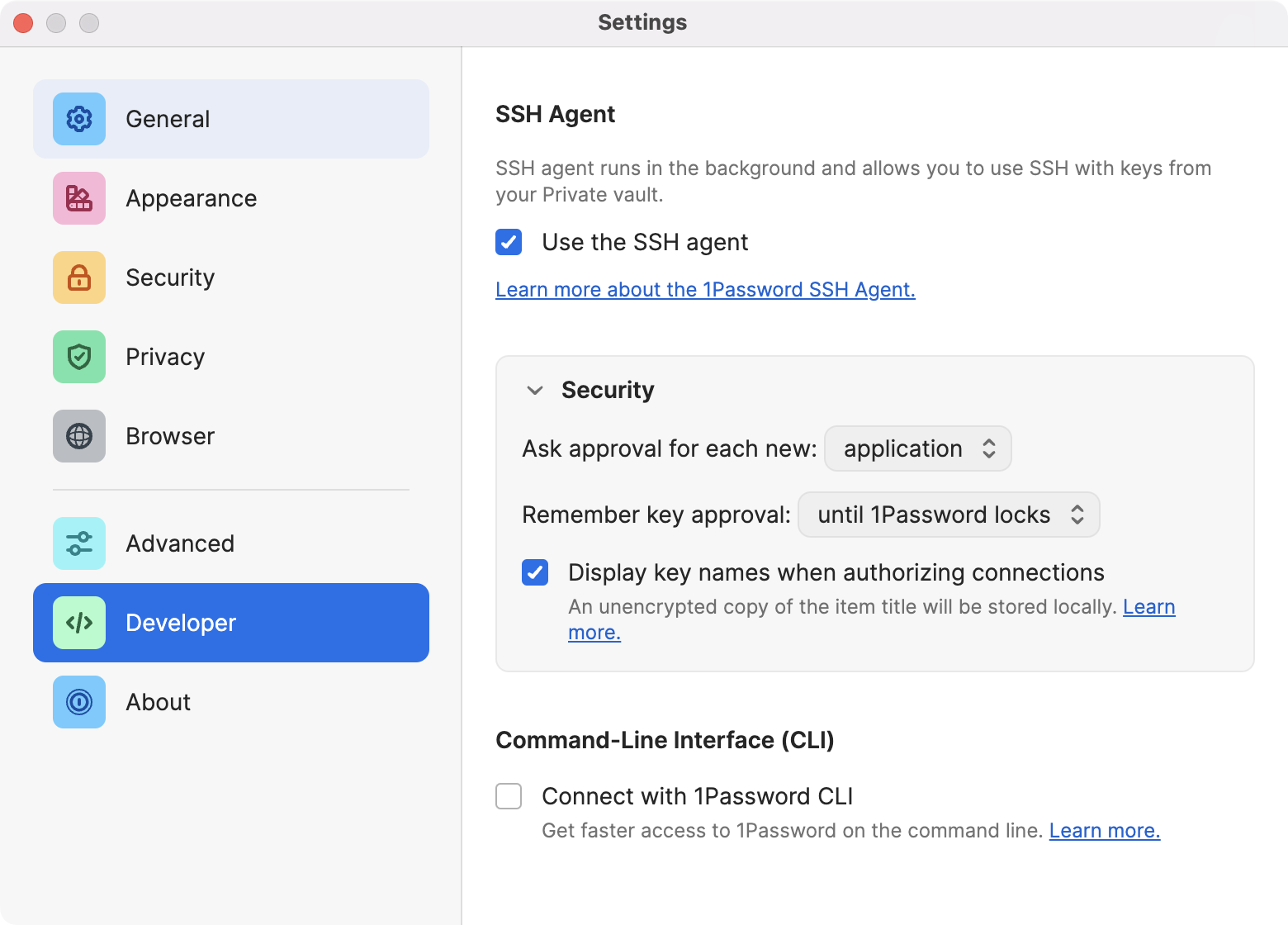 1Password 8 — Turning On the SSH Agent