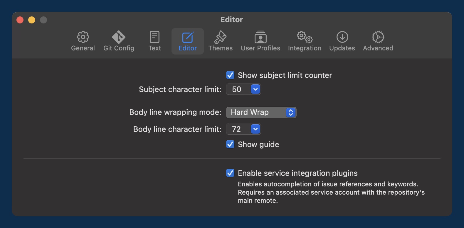 Tower β Editor Settings