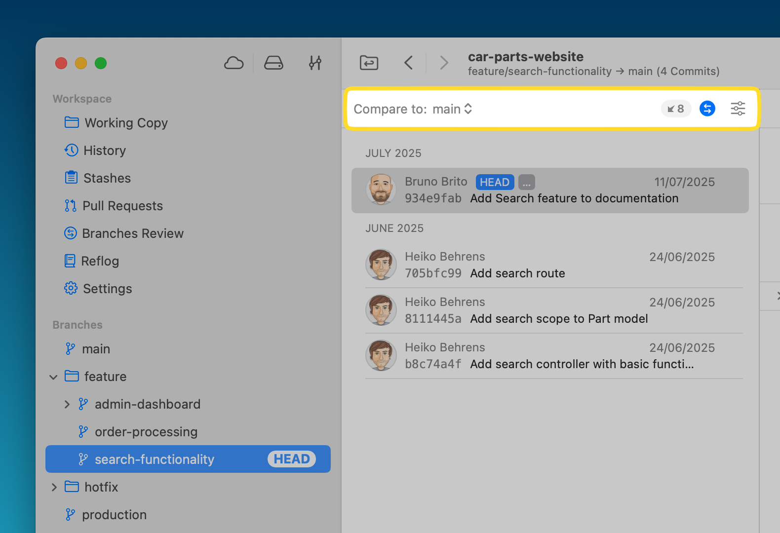 Tower 14 — Branch Comparison