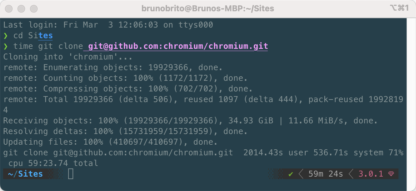 Cloning the Chromium project