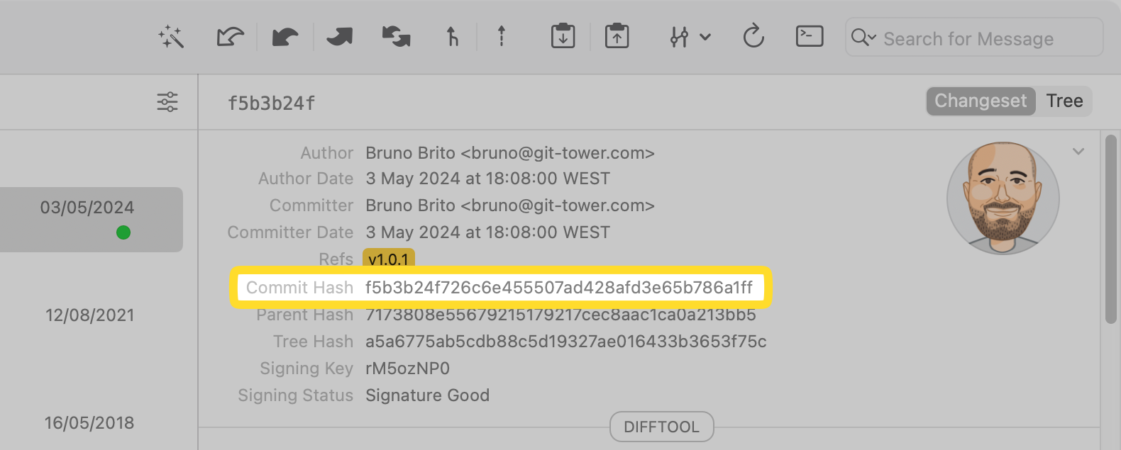 Finding the Commit Hash in Tower