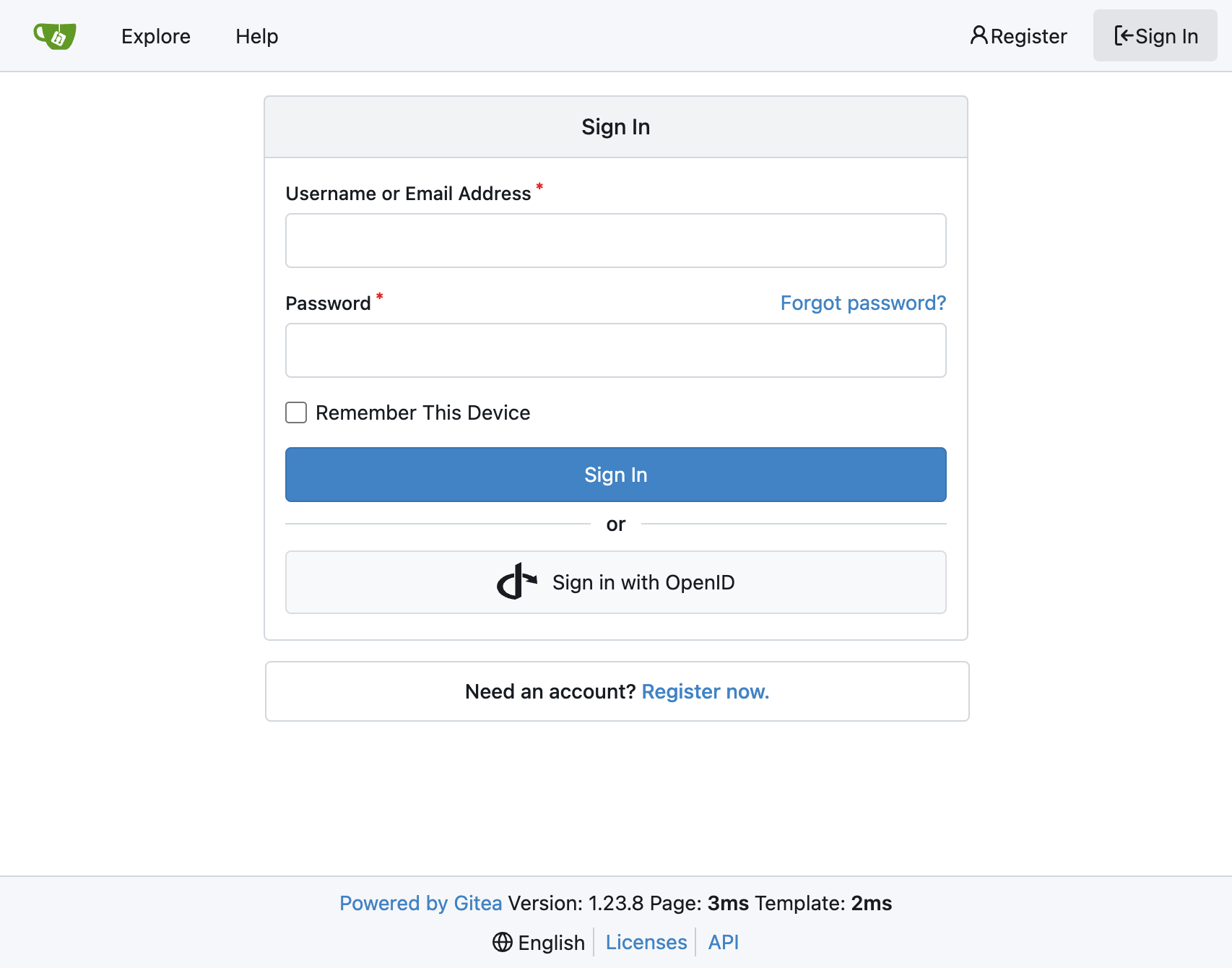 Gitea – User Registration