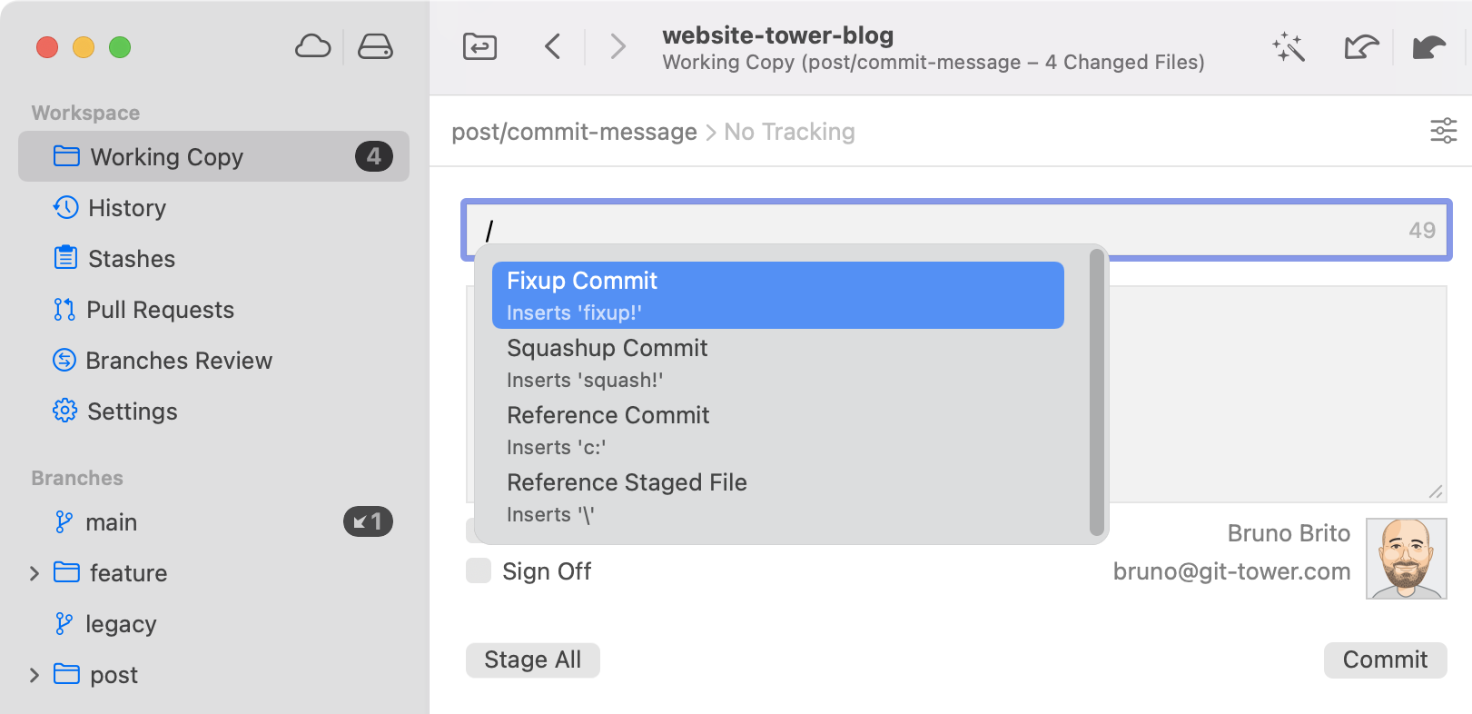 Tower β Commit Composing
