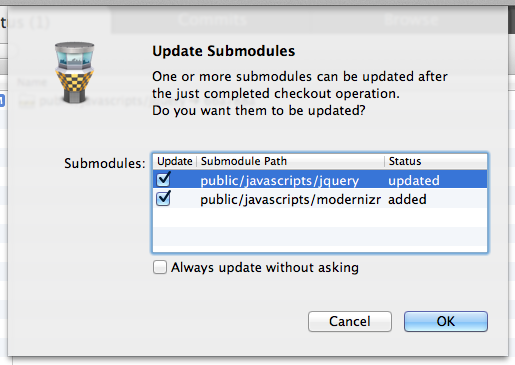 Tower can update submodules on demand - even automatically