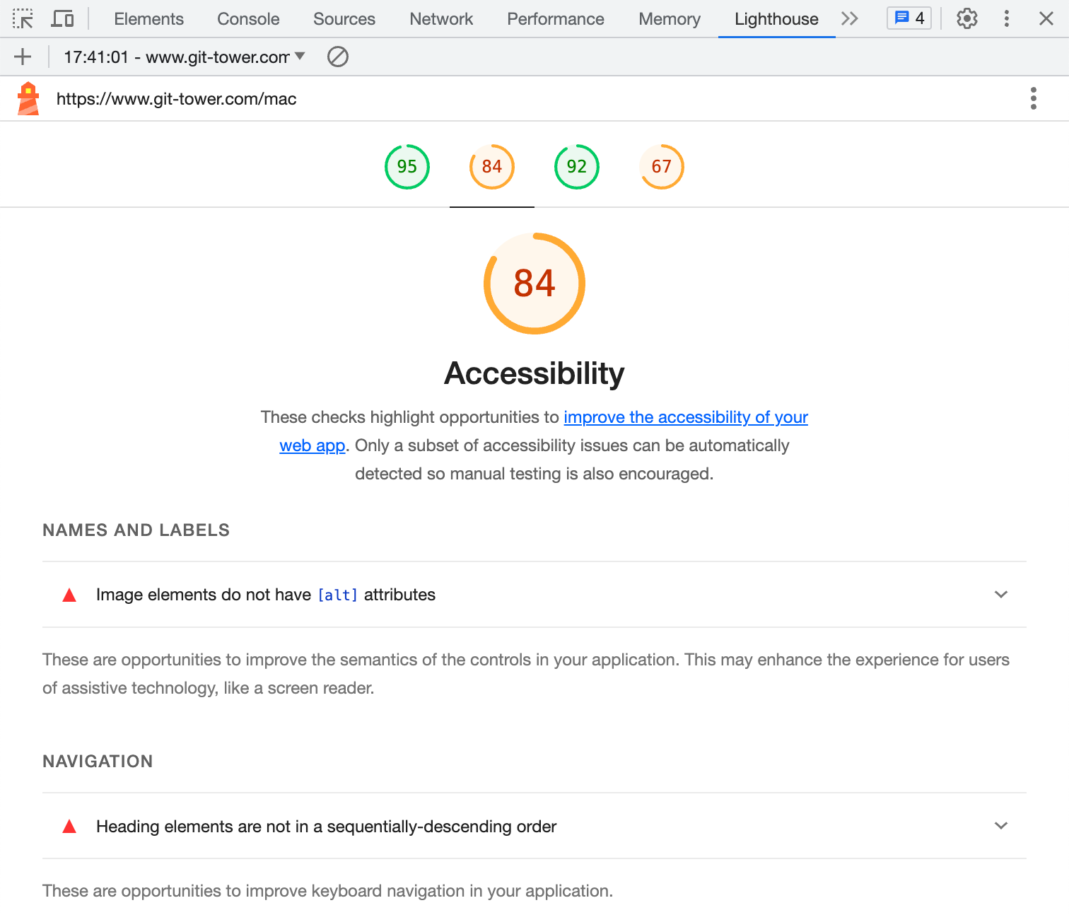 Google Lighthouse — Accessibility Report