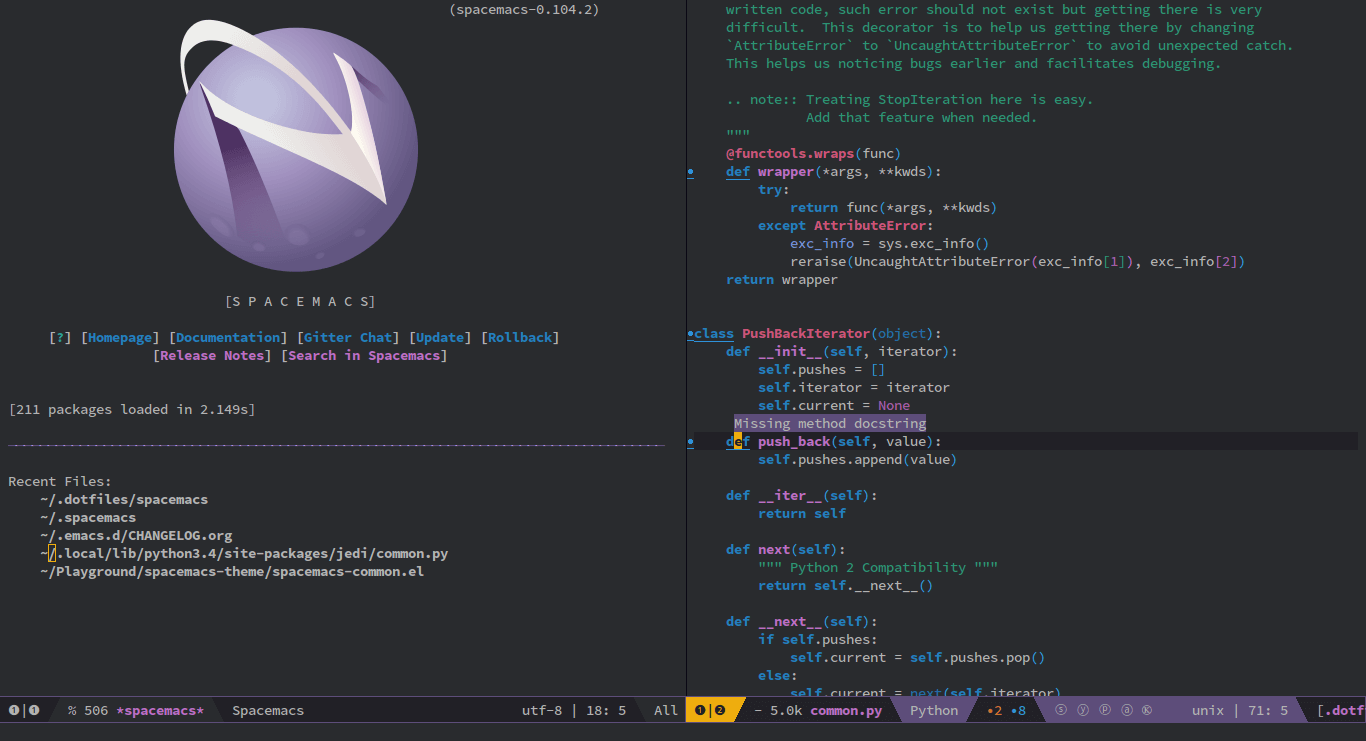 Image from the Spacemacs Emacs distribution