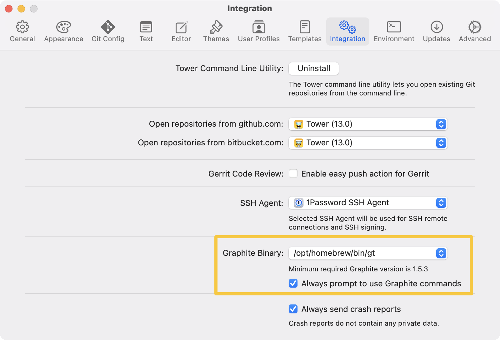 Tower 13 — Integration Settings