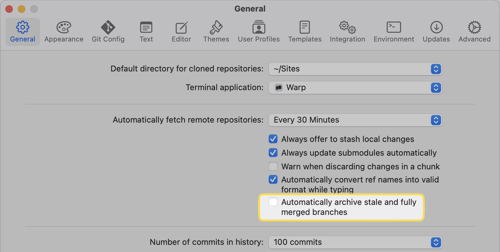 Tower 15 – Automatically Archive Branches in Tower's Settings