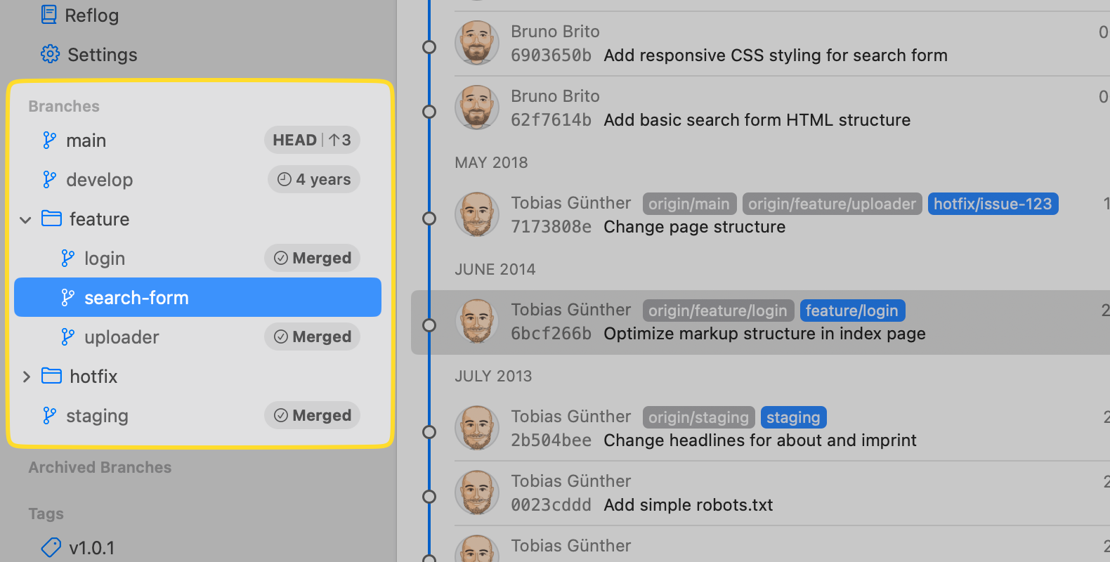Tower 15 – New "Fully Merged" and "Stale" badges