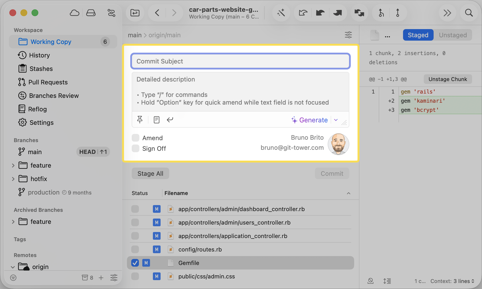 Tower 16 for Mac – New Working Copy View