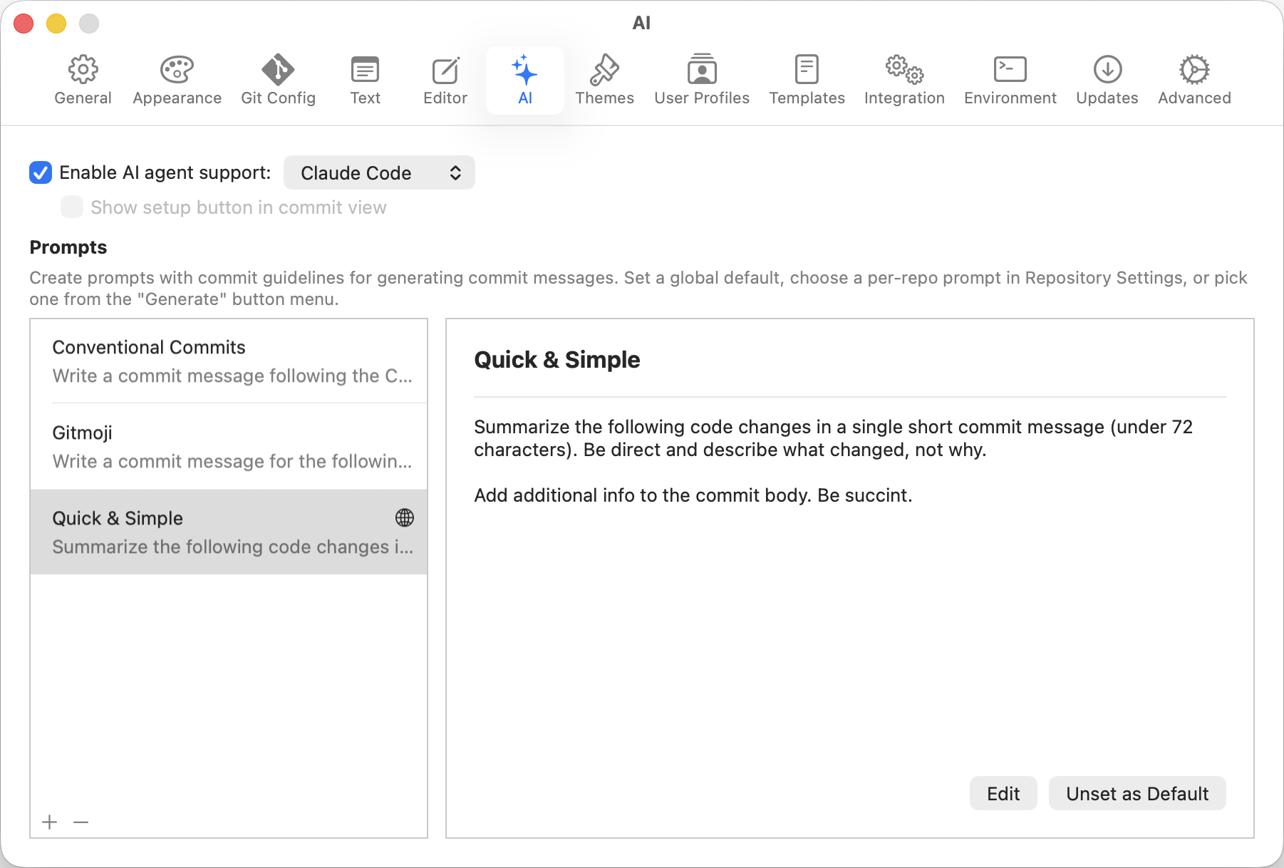 Tower 16 for Mac – New "AI" tab in Settings