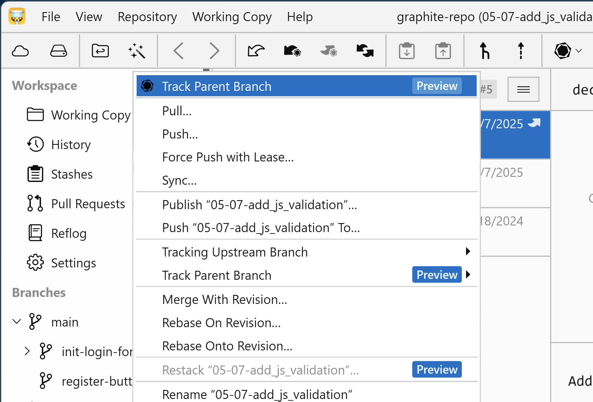 Tower 10 – Setting the Parent Branch