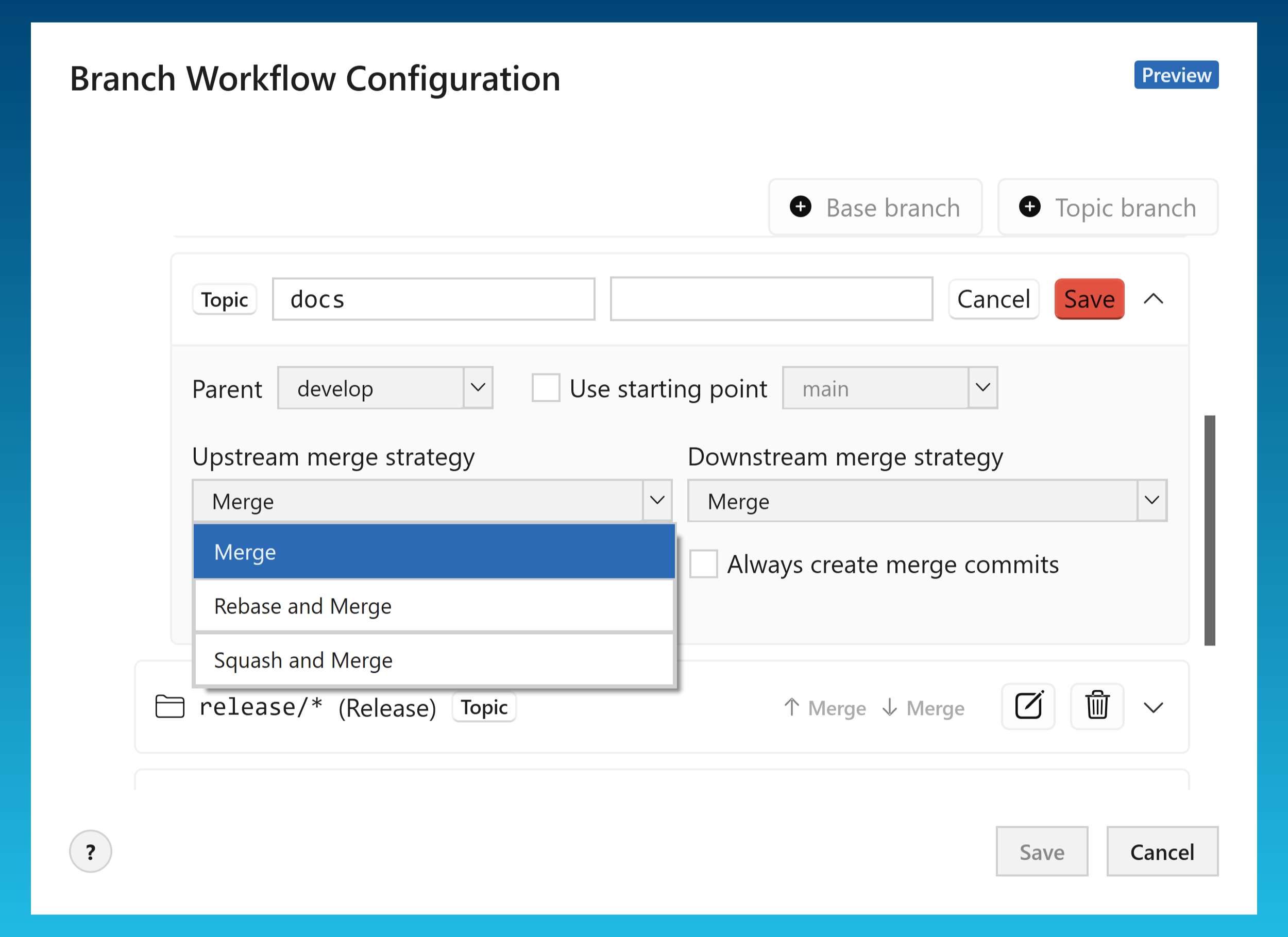 Tower 12 for Windows β Merge Strategy Configuration