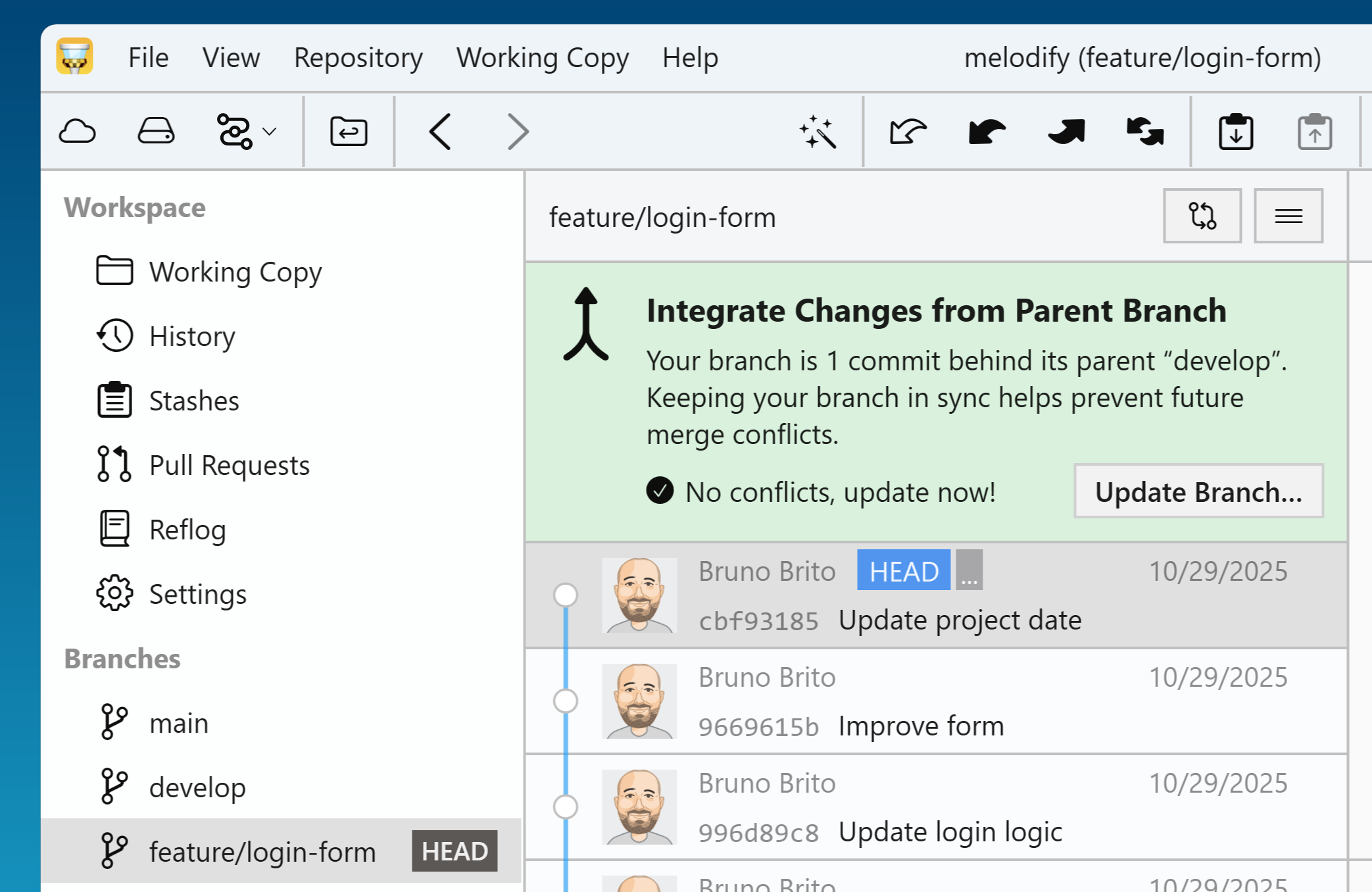 Tower 12 for Windows – "Update Branch" notification