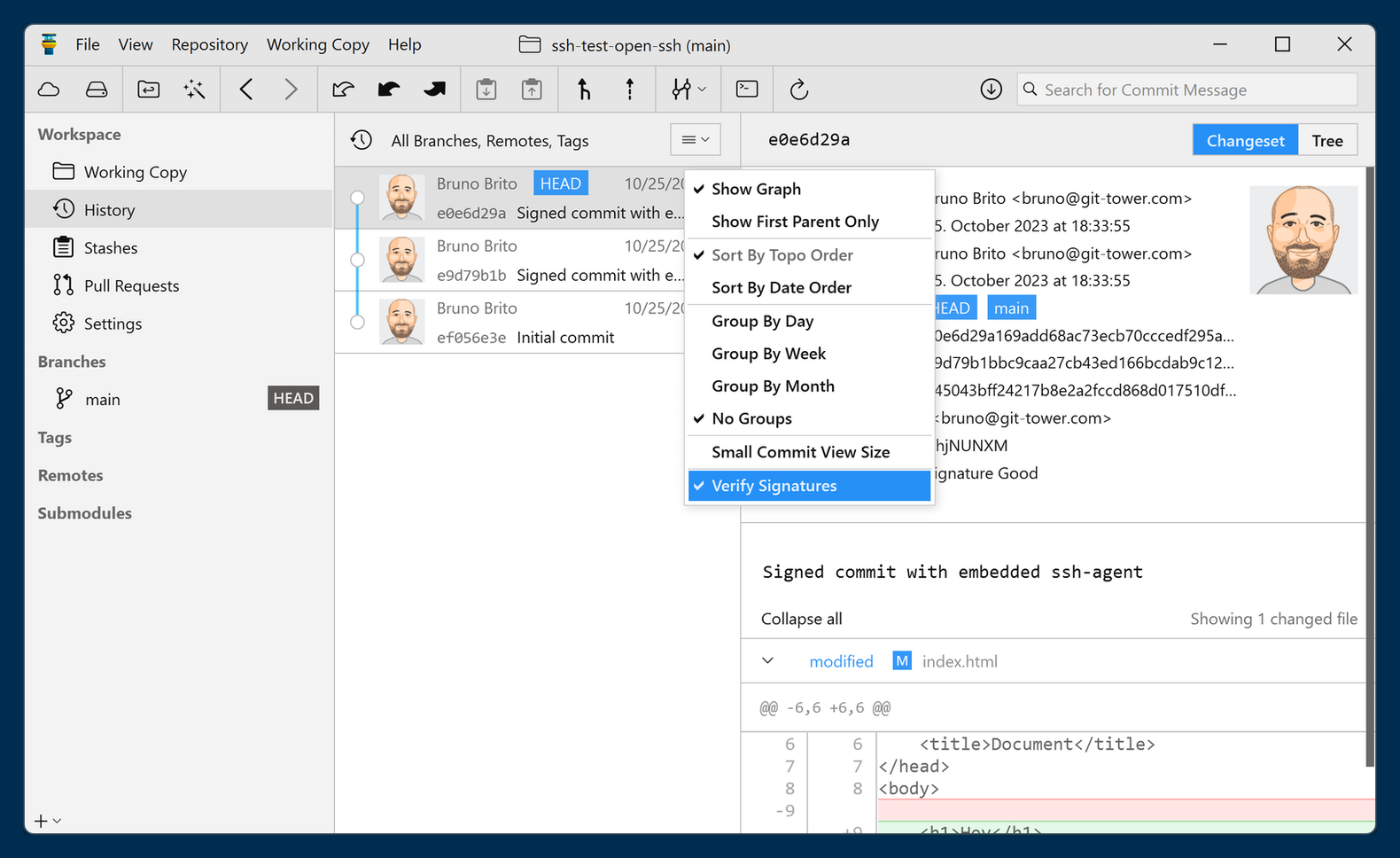 Tower — "Verify Signatures" option