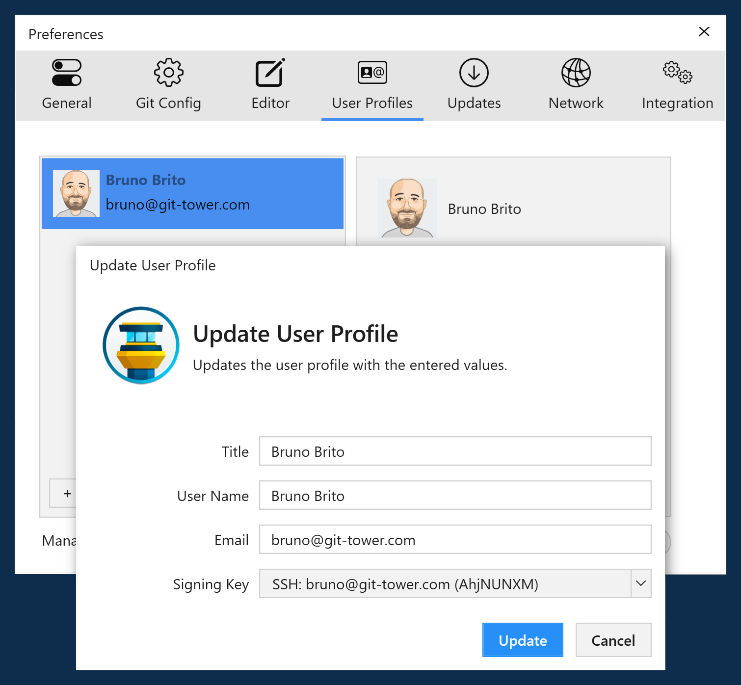 Tower β Update User Profile