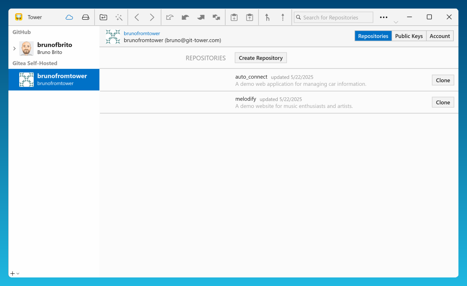 Tower 9.1 for Windows — Gitea Repositories