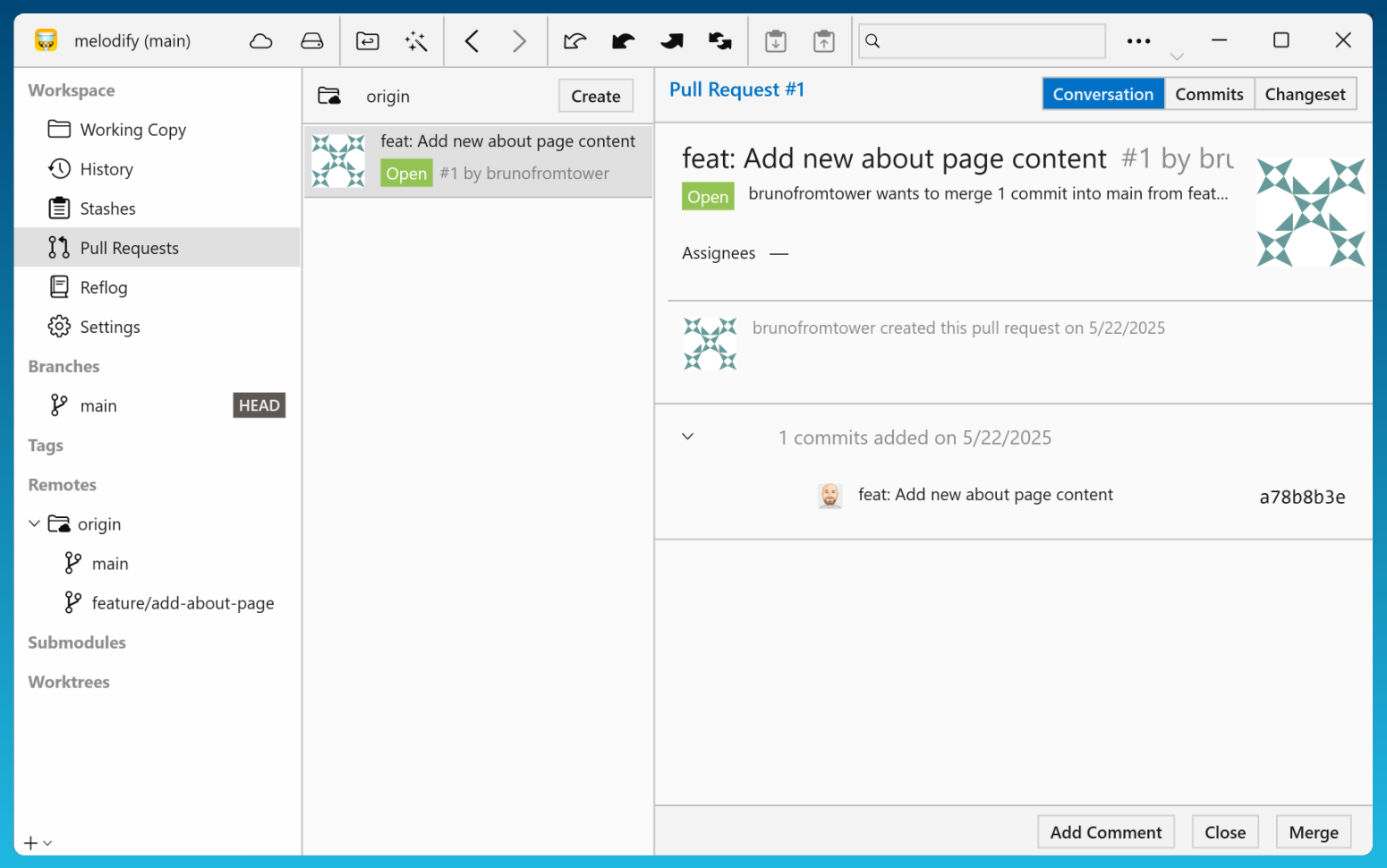 Tower — Gitea Pull Requests