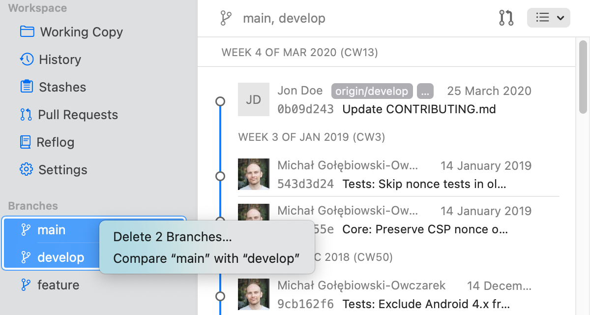 Comparing Branches & Revisions Tower Help Comparing Branches & Revisions Tower Help