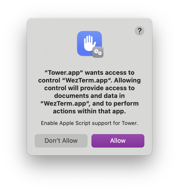 macOS – Tower wants access to control WezTerm