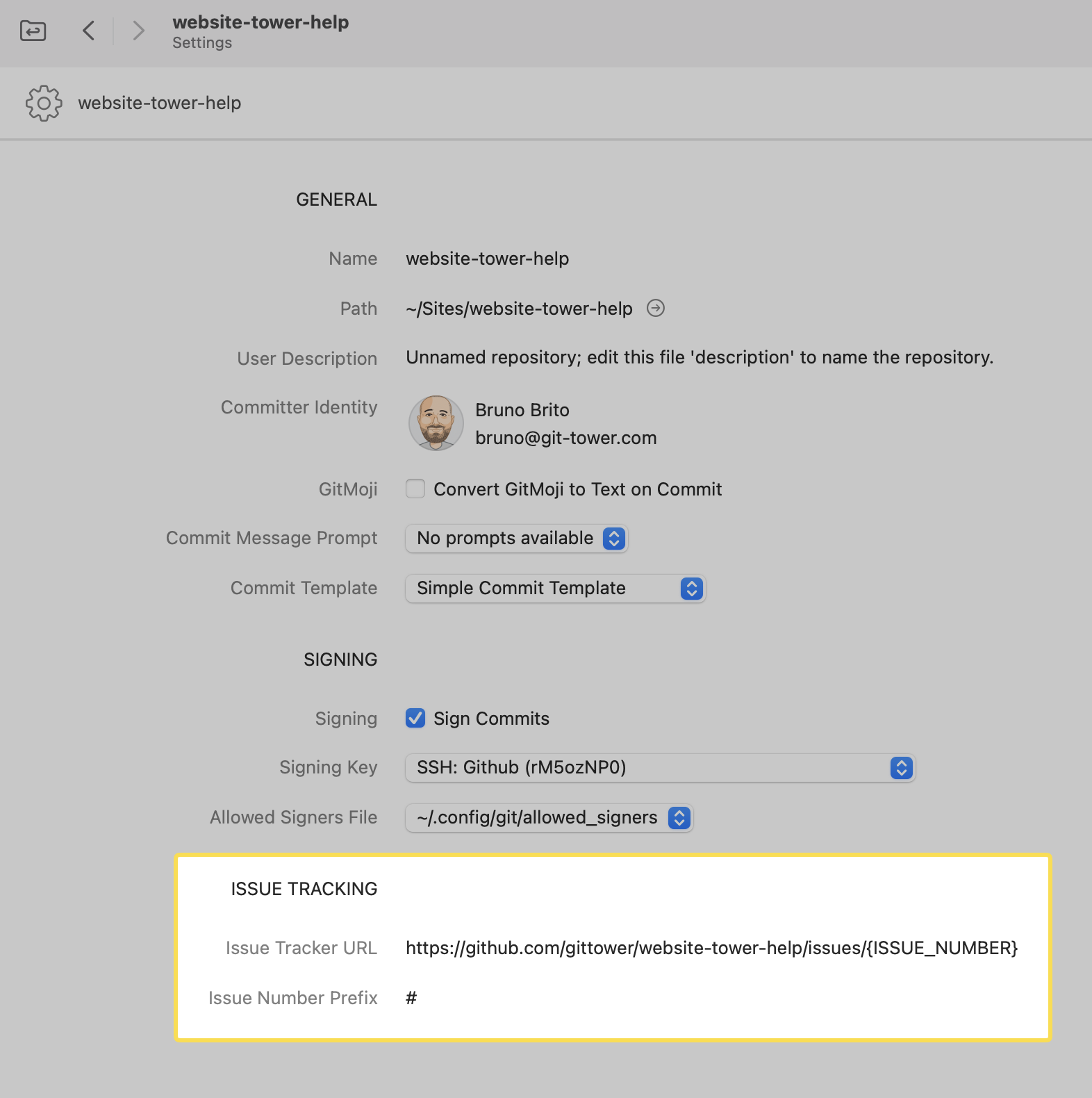 Tower's Repository Settings