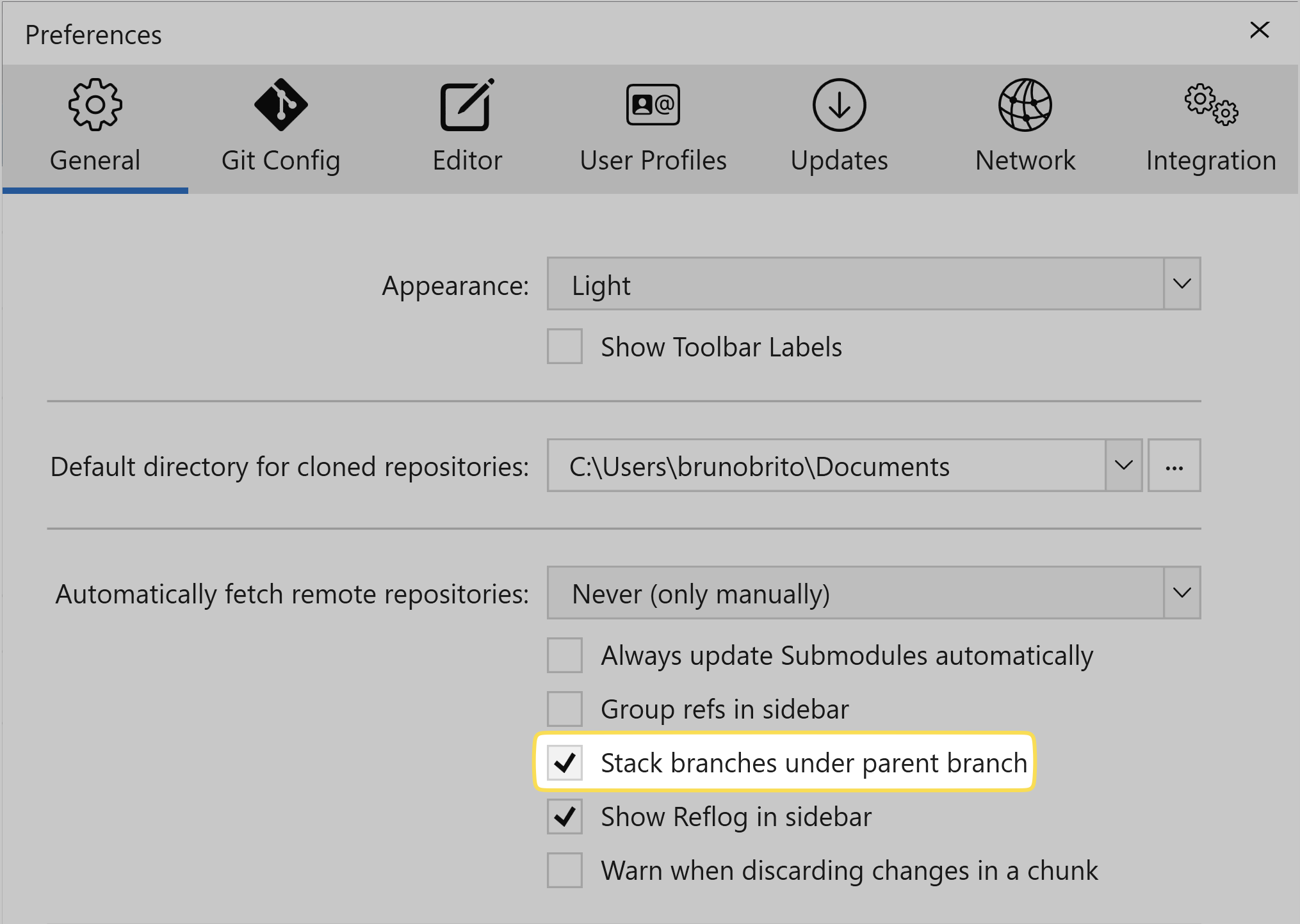 Stack Branches Under Parent Branches